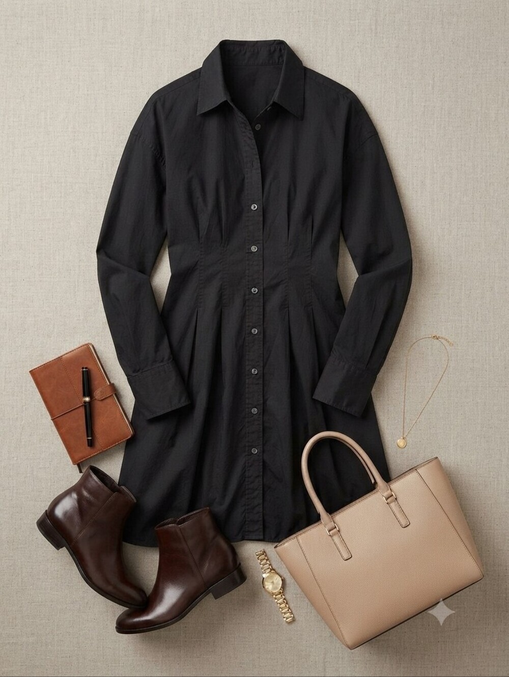 Gap Black Long Sleeve Button Down Shirt Dress